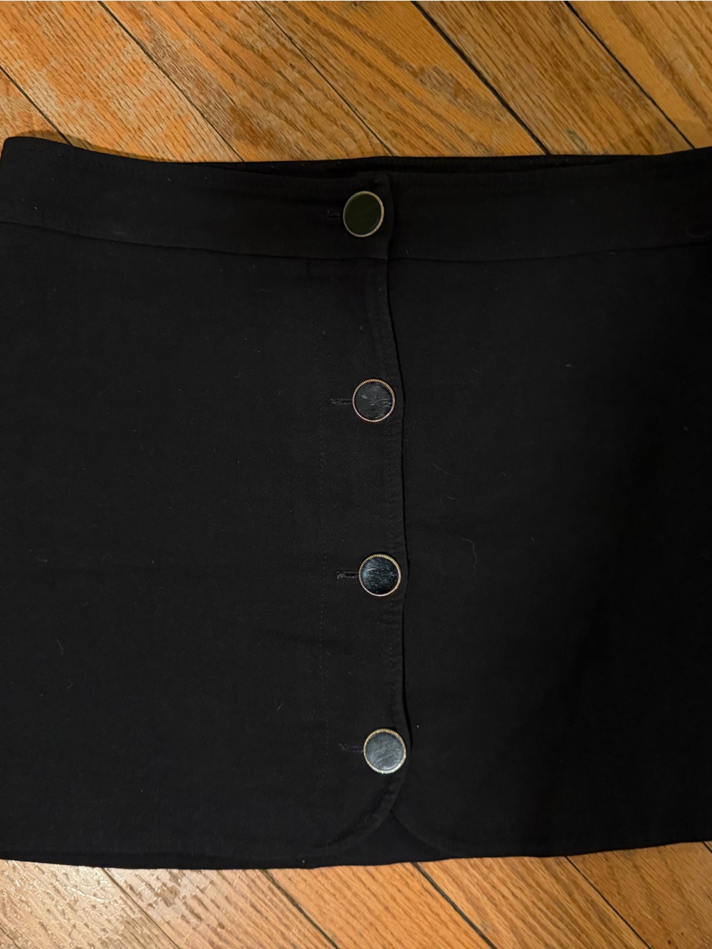 Sezane velvet (brushed cotton) texture Black Button-Front mini skirt